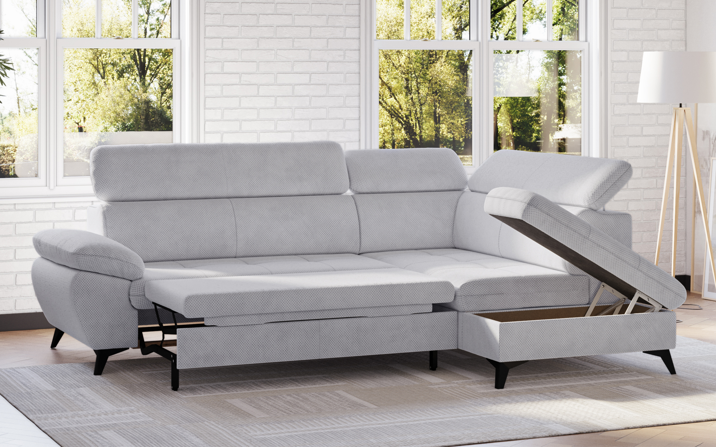 Extendable corner sofa Savona, miracle stone  3
